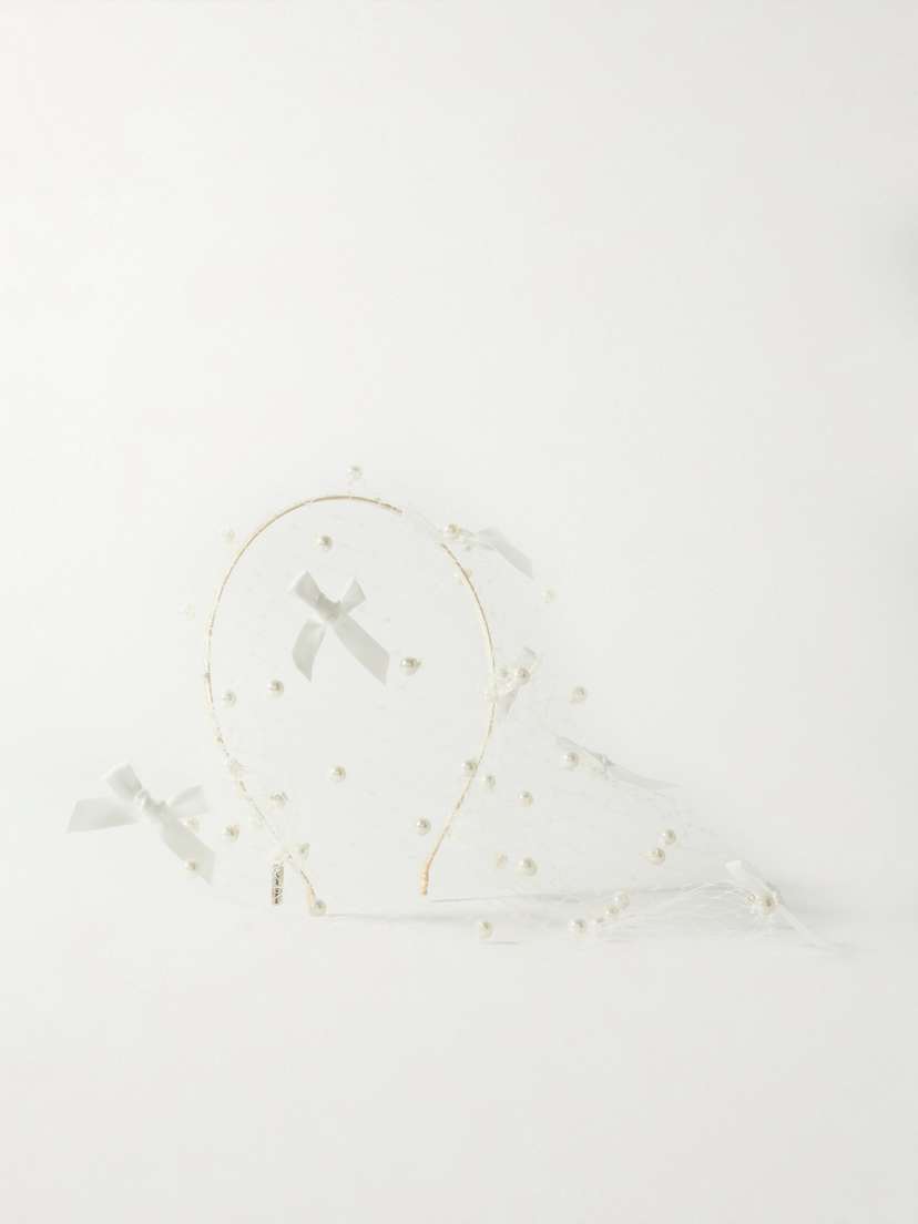 Jennifer Behr Teresa Embellished Satin And Fishnet Veil
