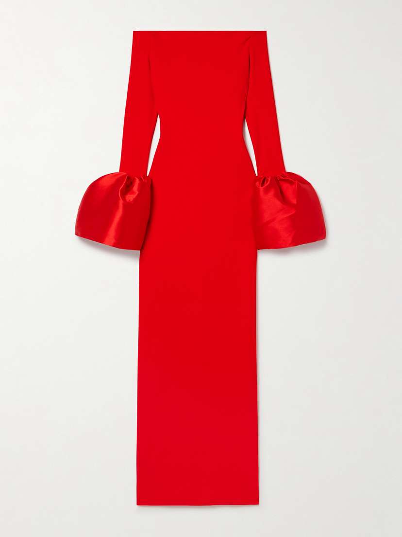 Solace London Talia Off-the-shoulder Faille-trimmed Crepe Gown - UK 16