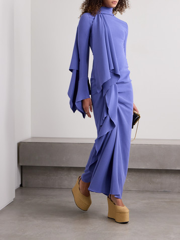 Solace London Nella draped ruched crepe maxi dress