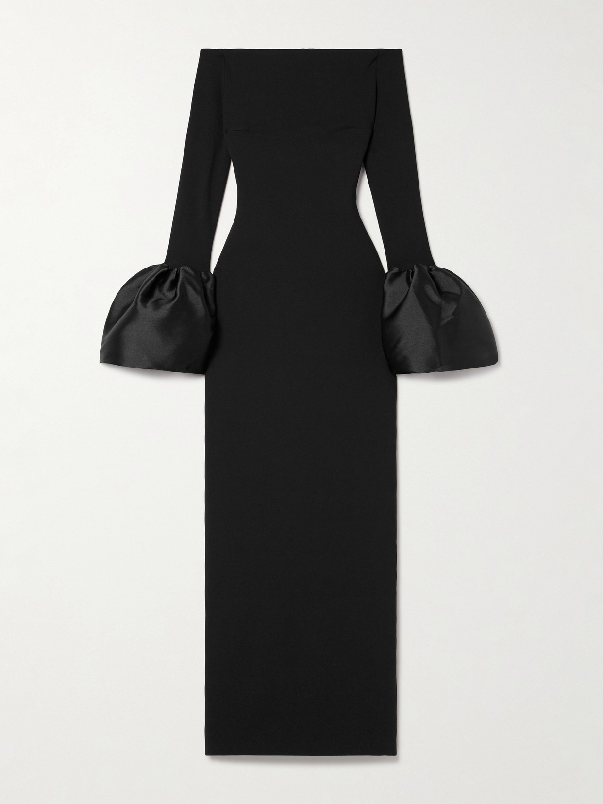 Solace London - Talia Off-the-shoulder Faille-trimmed Crepe Gown - Black