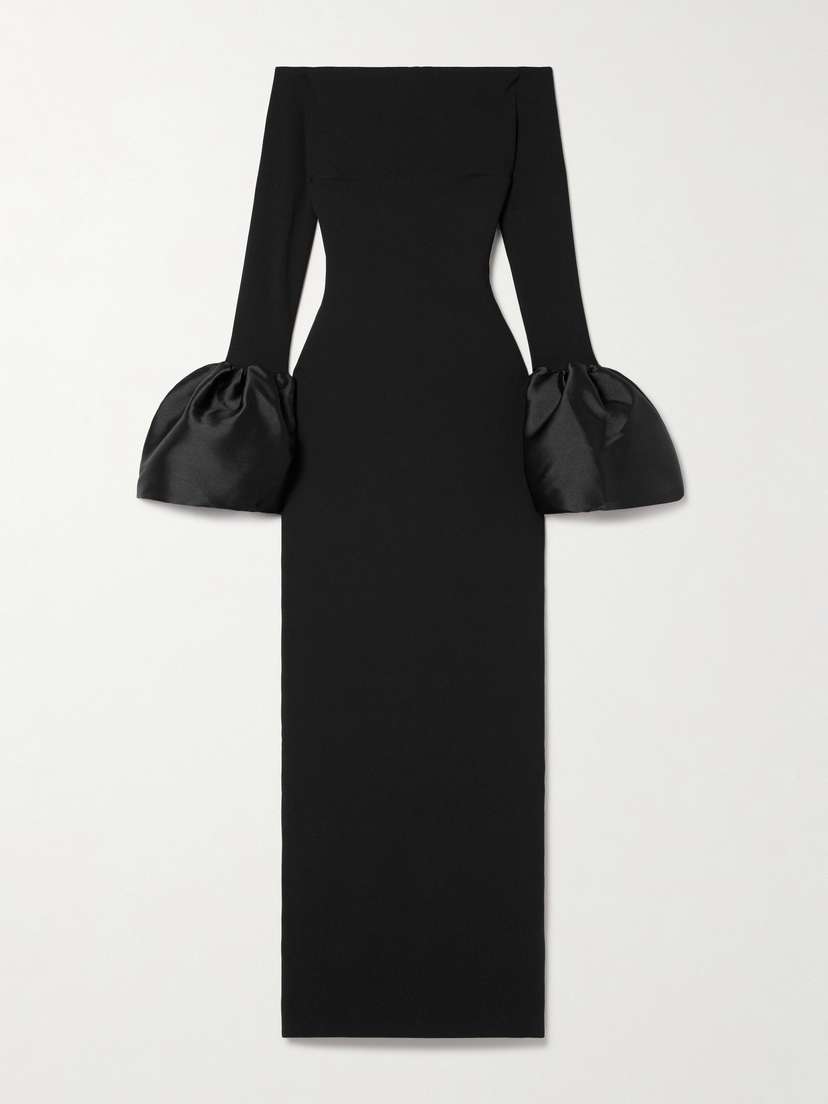 Solace London Talia Off-the-shoulder Faille-trimmed Crepe Gown