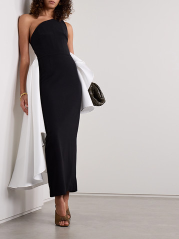 Solace London Nala strapless crepe and satin-faille midi dress