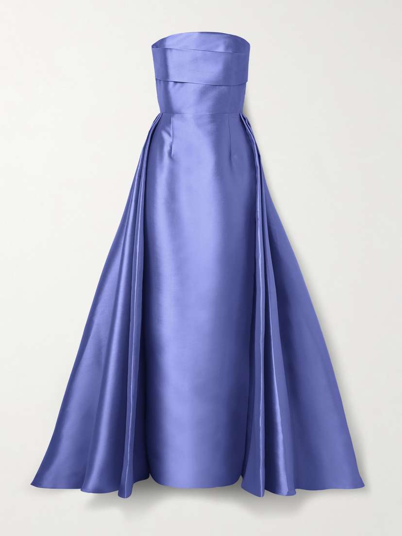 Solace London Tiffany Strapless Draped Satin-twill Gown