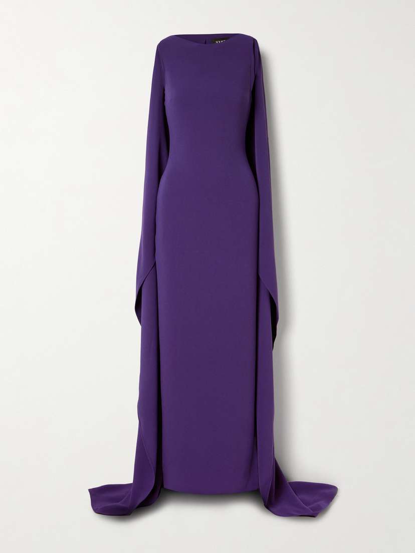 Solace London Kaila Cape-effect Crepe Gown