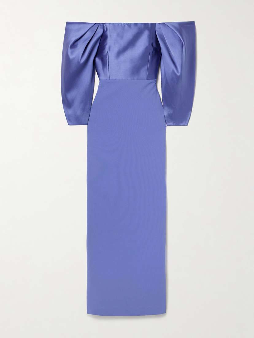 Solace London Melina Off-the-shoulder Crepe And Satin-twill Gown