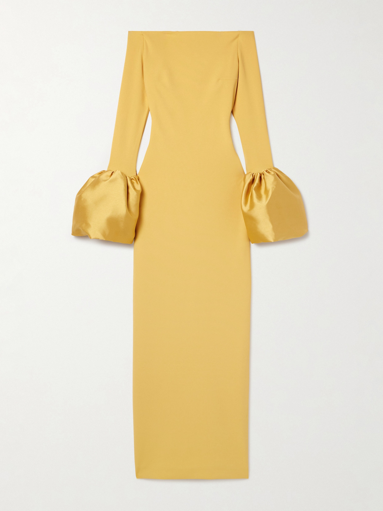 Solace London - Talia Off-the-shoulder Faille-trimmed Crepe Gown - Yellow