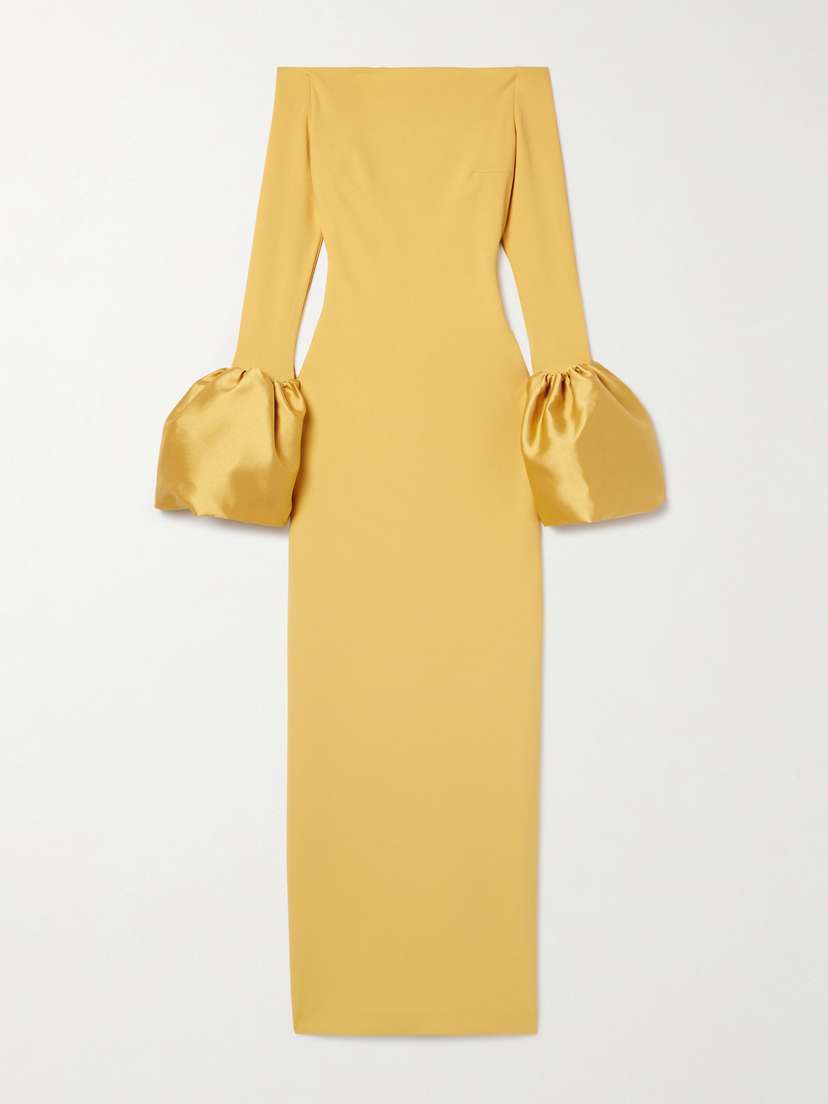 Solace London Talia Off-the-shoulder Faille-trimmed Crepe Gown - UK 16