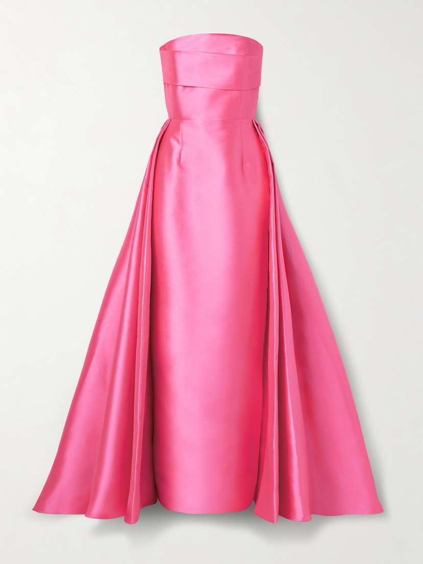 Solace London Tiffany Strapless Pleated Satin-twill Gown