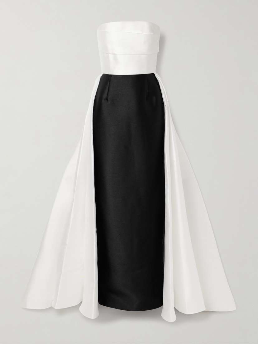 Solace London Tiffany Strapless Draped Two-tone Satin-twill Gown