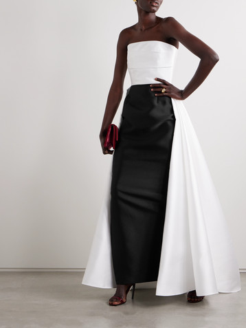 Solace London Tiffany strapless draped two-tone satin-twill gown