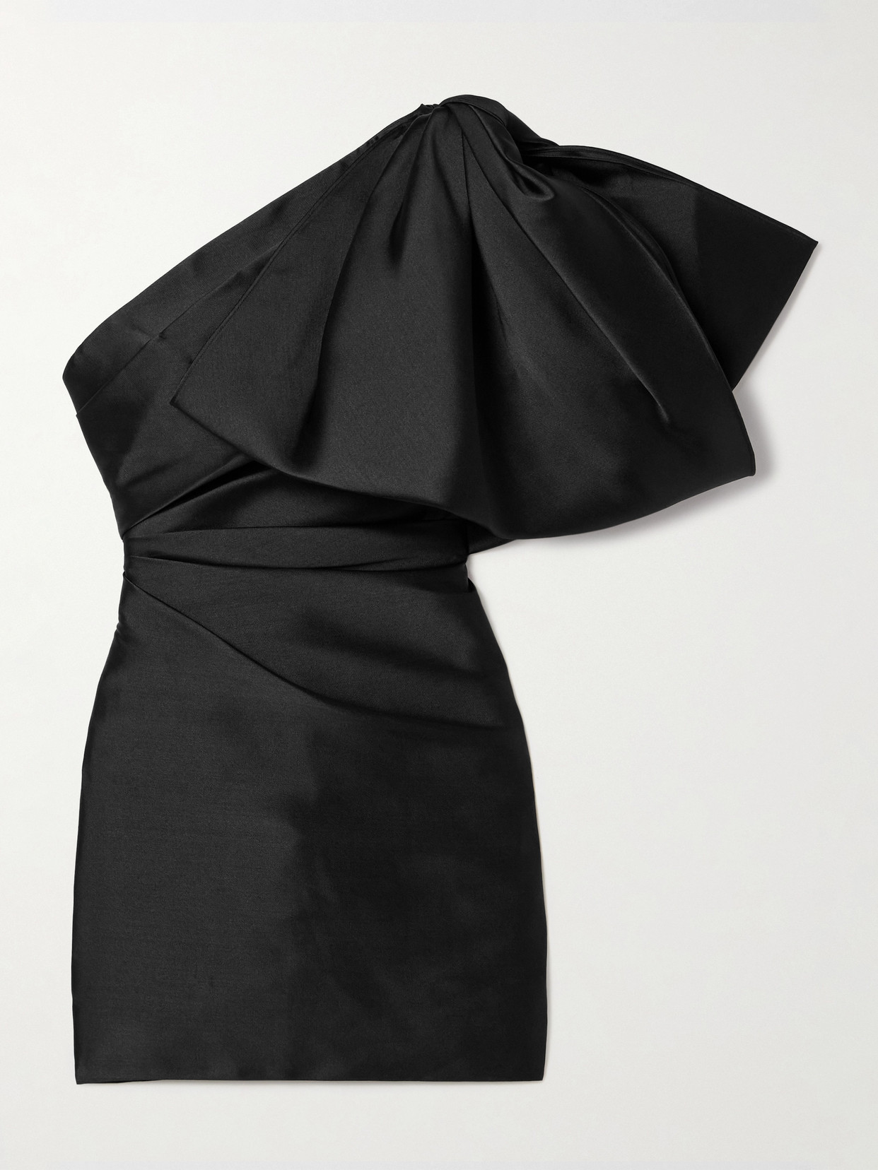 Solace London - Marcela One-shoulder Ruched Faille Mini Dress - Black