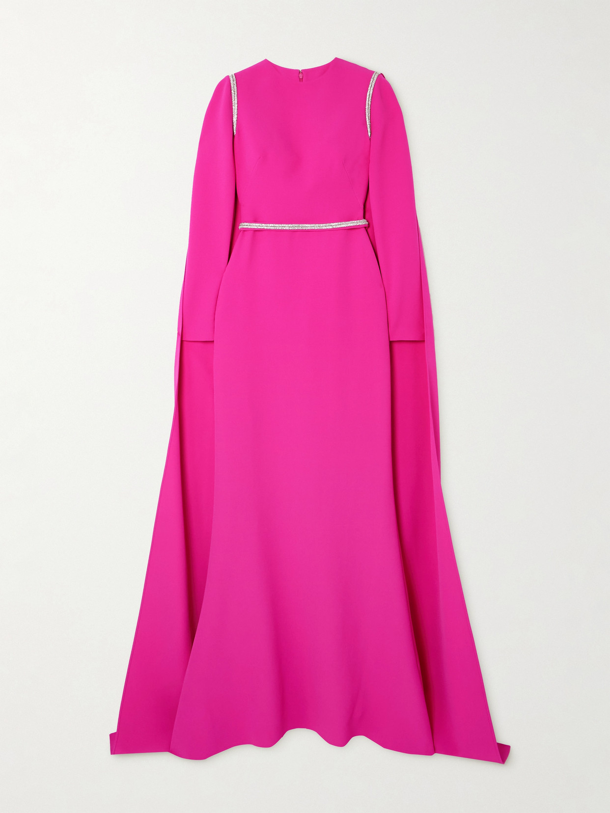 Safiyaa Ginevra Cape-effect Crystal-embellished Stretch-crepe Gown In Pink