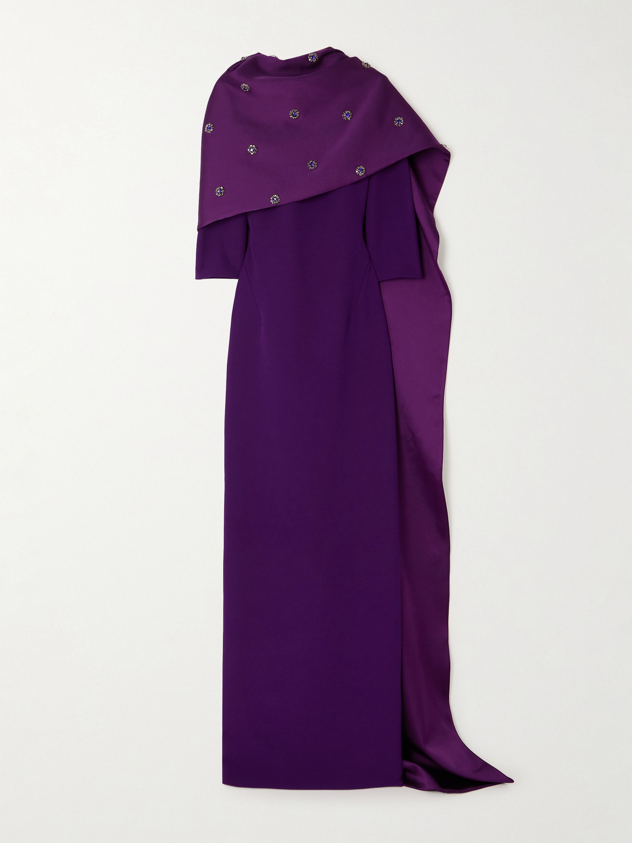 Safiyaa Cosette Embellished Stretch-crepe And Satin Gown In Purple