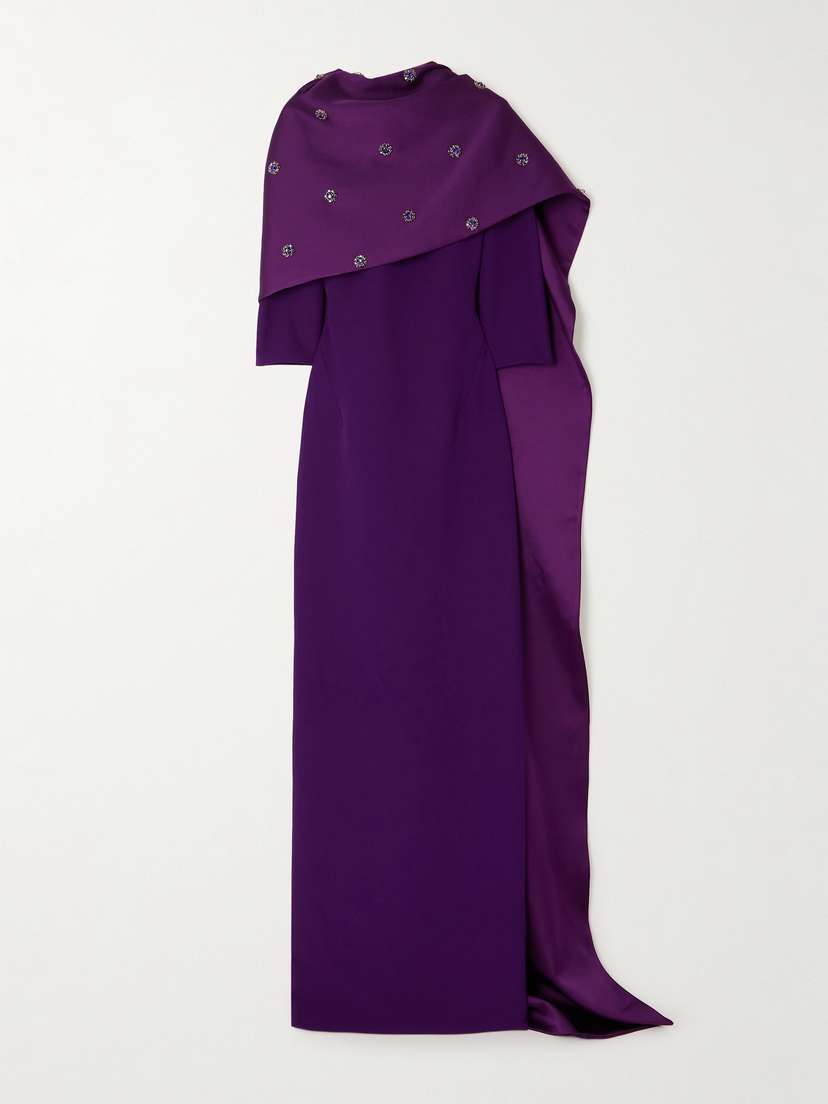 Safiyaa Cosette Embellished Stretch-crepe And Satin Gown