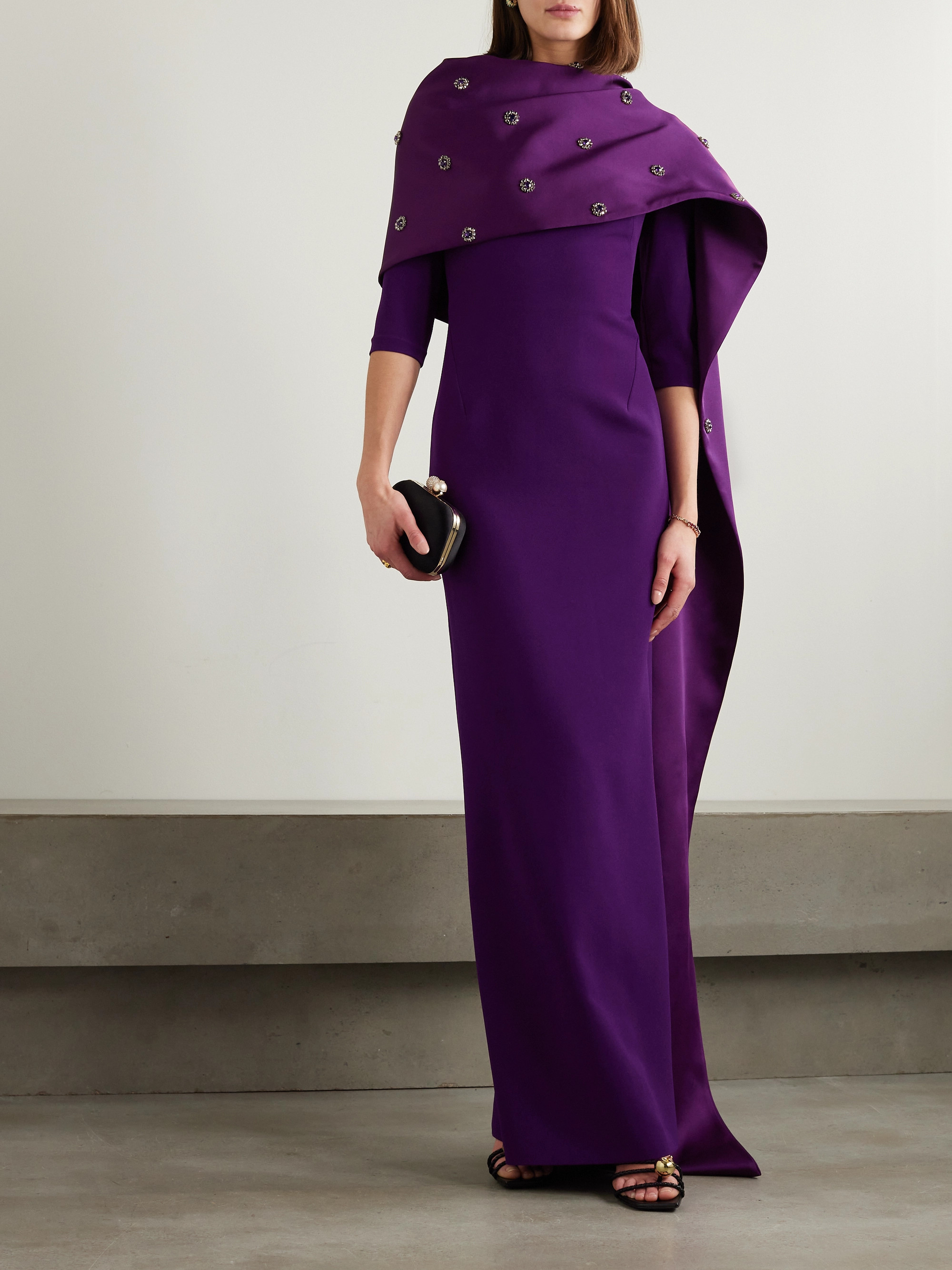 Safiyaa Cosette embellished stretch-crepe and satin gown