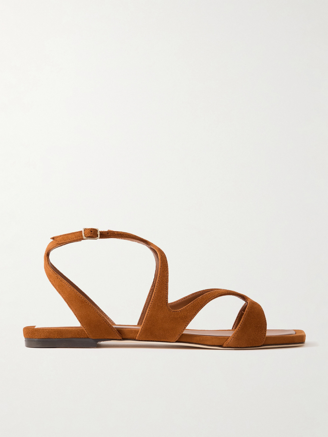 Jimmy Choo Ayla Flat Suede Leather Sandals In Brown