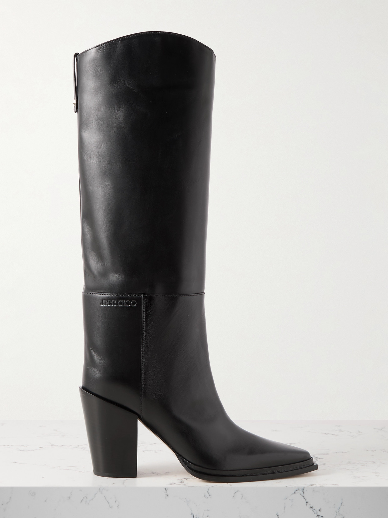JIMMY CHOO CECE 80 LEATHER KNEE BOOTS
