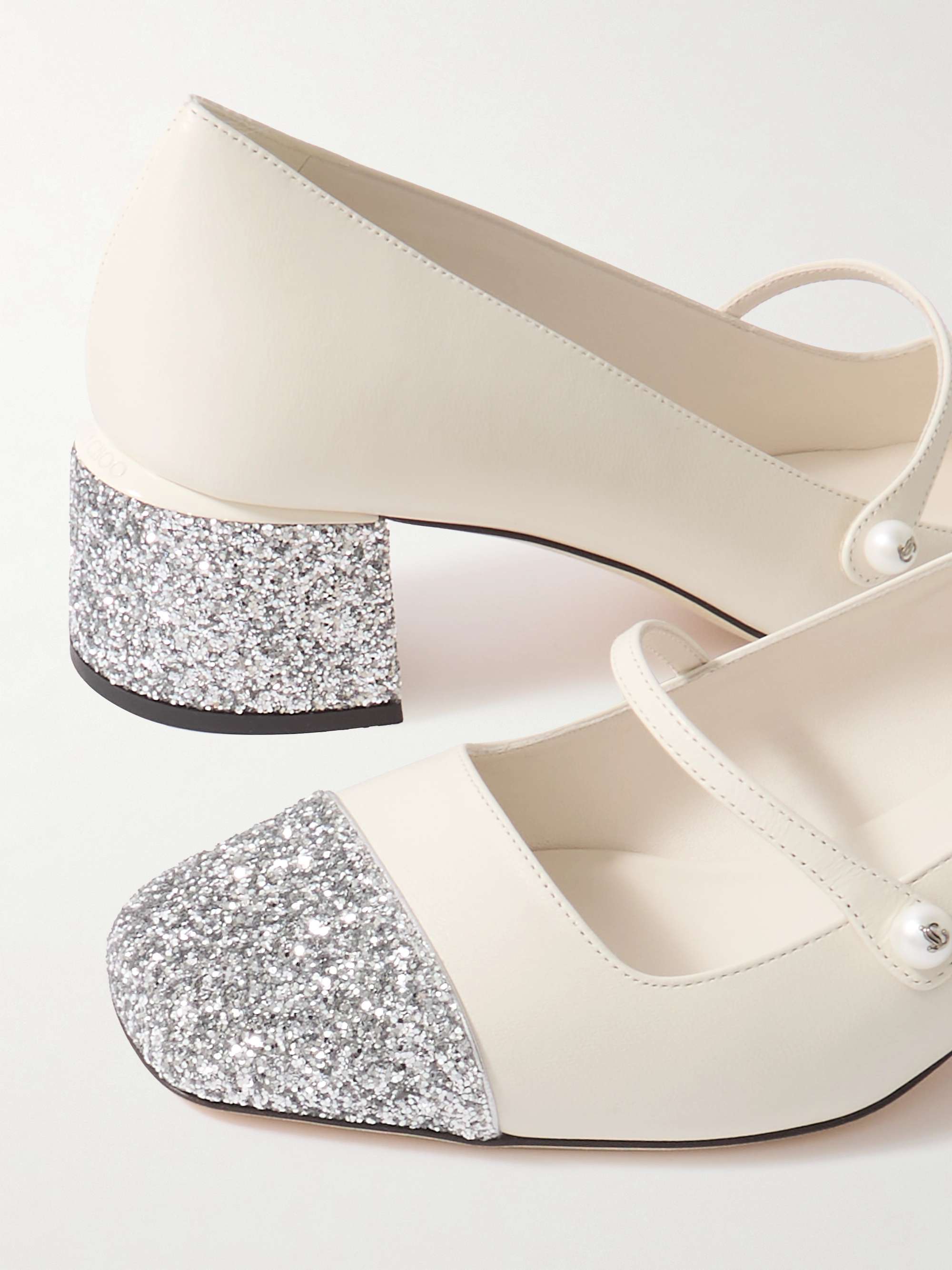JIMMY CHOO Elisa 45 embellished glittered leather Mary Jane JIMMY CHOO Elisa 45 embellished glittered leather Mary Jane