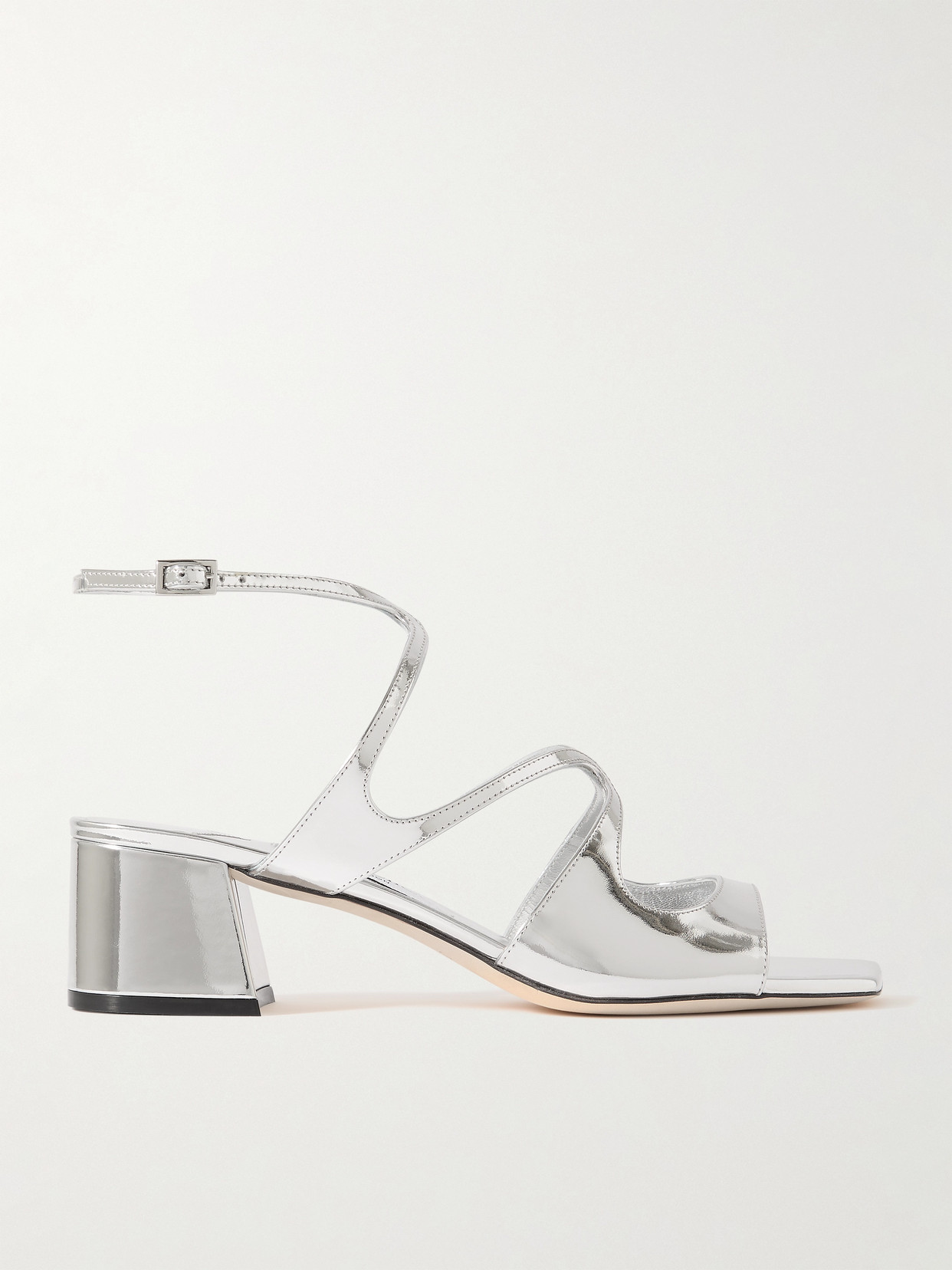 Jimmy Choo - Azila 45 Metallic Leather Sandals - Silver