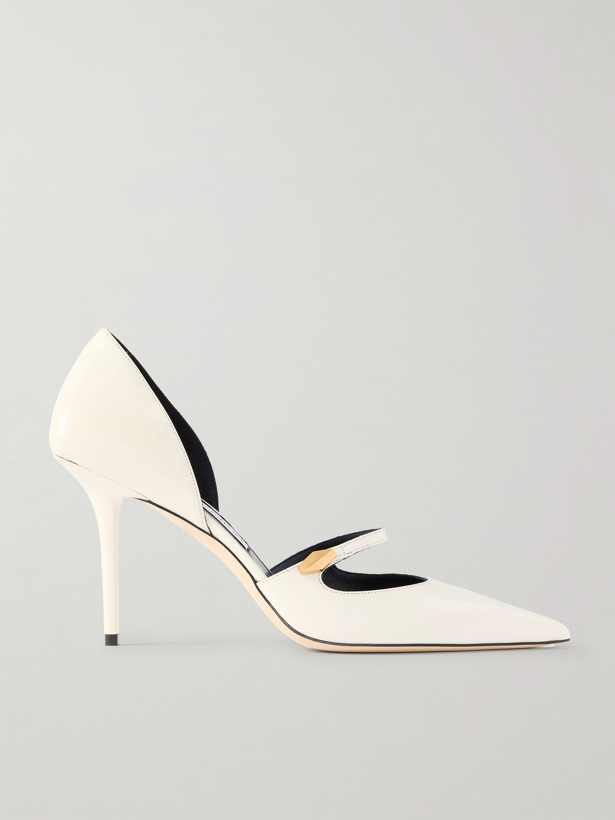 Jimmy Choo - Carolyn 90 Embellished Leather Point-toe Pumps - Off-white