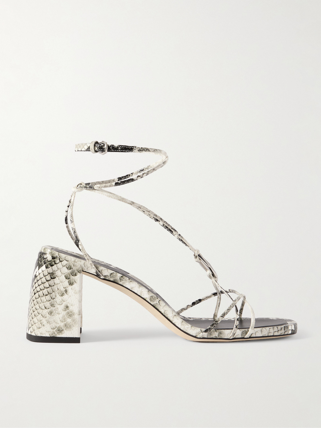 Jimmy Choo - Onyxia 70 Embellished Snake-effect Leather Sandals - Animal print