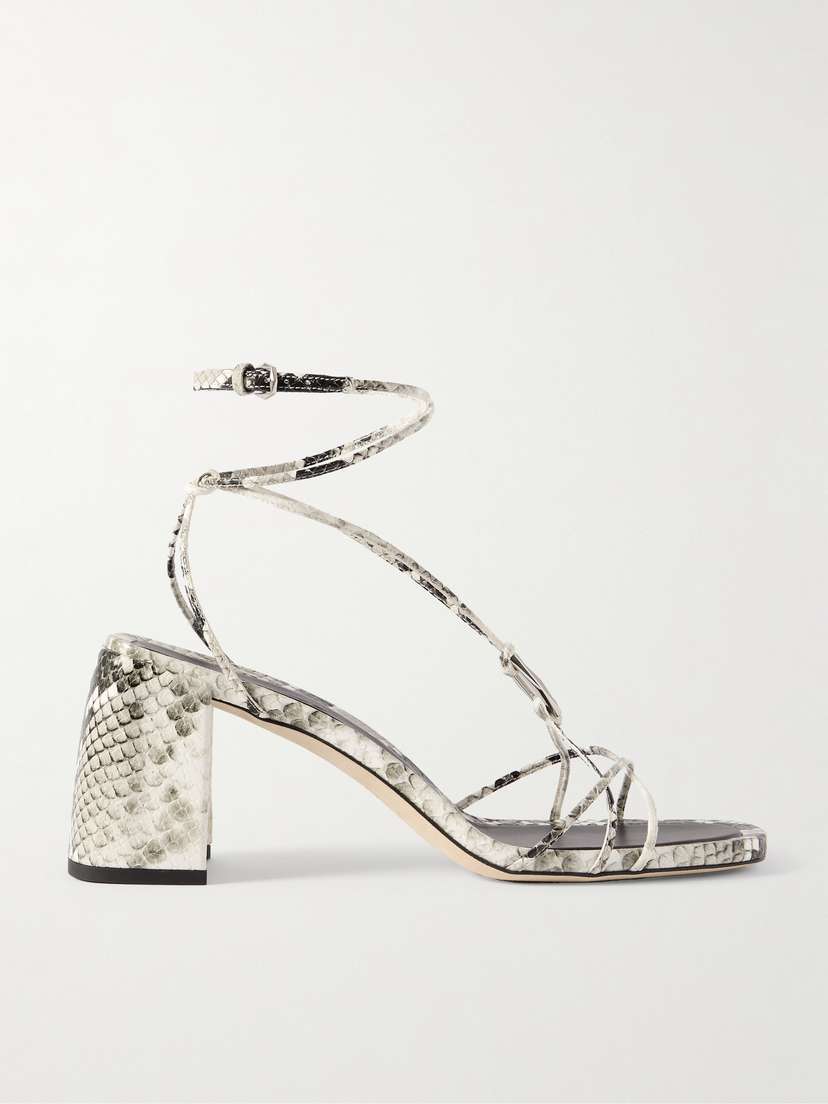 Jimmy Choo Onyxia 70 Embellished Snake-effect Leather Sandals