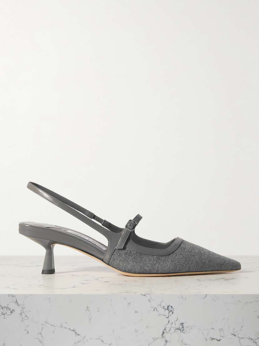 Jimmy Choo Didi 45 Leather-trimmed Flannel Slingback Pumps