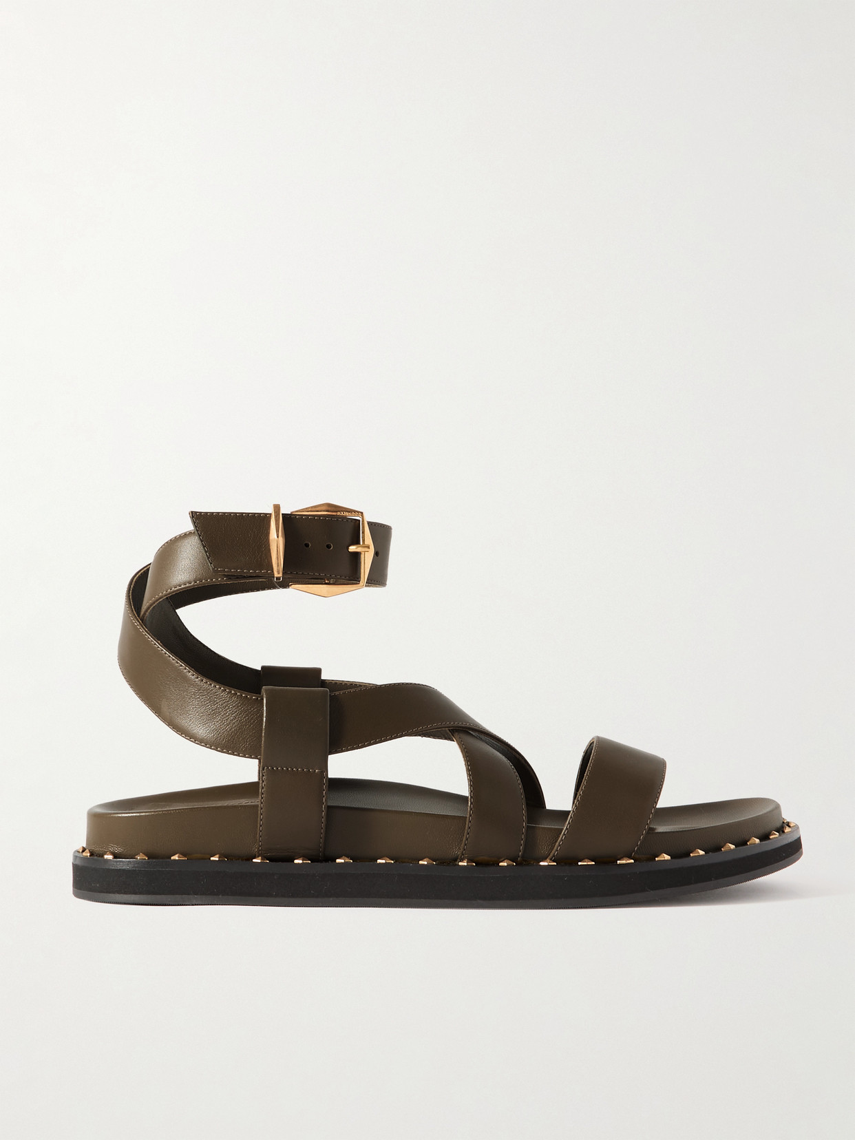 Jimmy Choo Blaise Stud-embellished Leather Sandals In Green