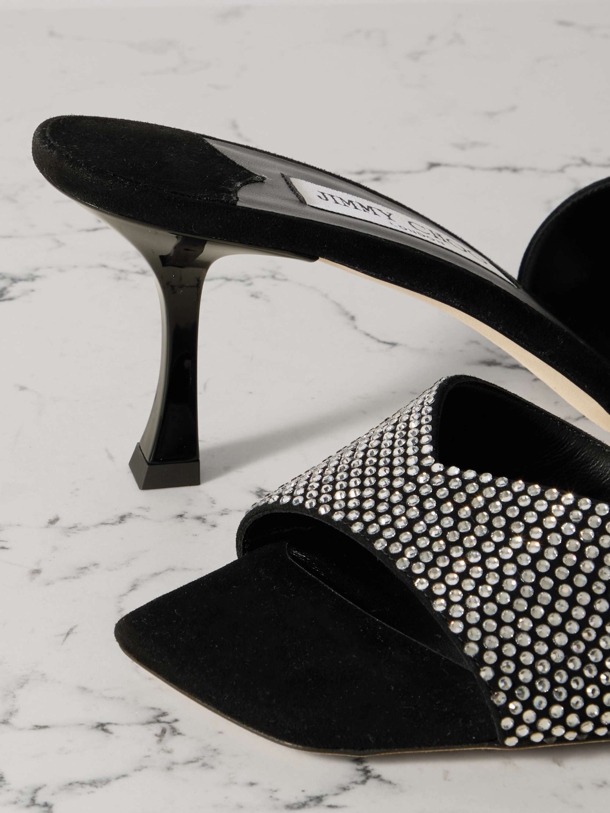 JIMMY CHOO Skye 70 crystal-embellished suede mules | NET-A
