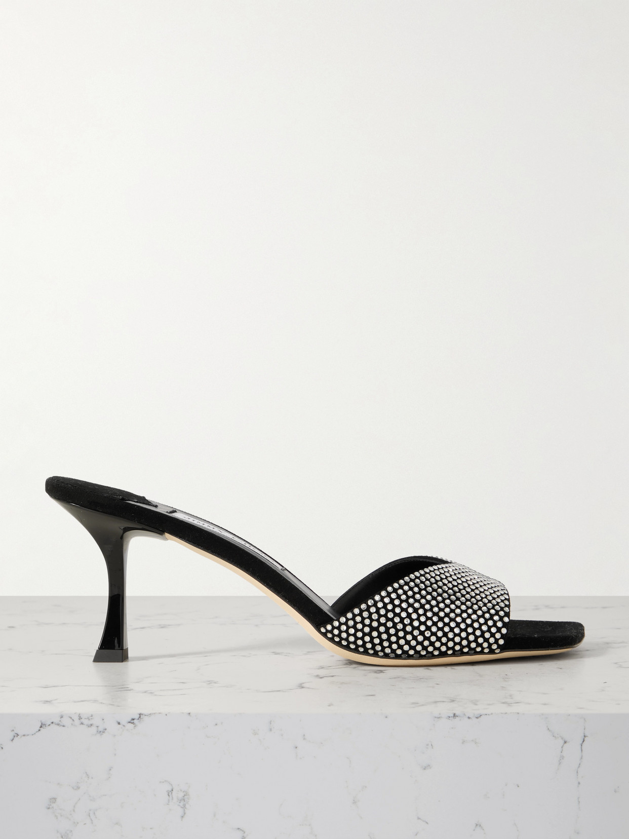 Jimmy Choo Embellished Suede Skye 70 Mules In Black