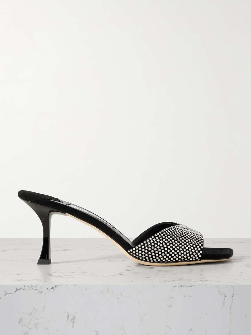 Jimmy Choo Skye 70 Crystal-embellished Suede Mules