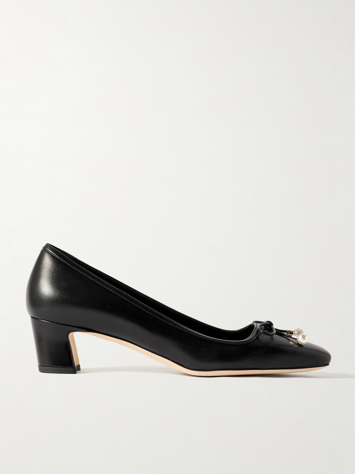 Jimmy Choo - Elme 45 Embellished Leather Pumps - Black