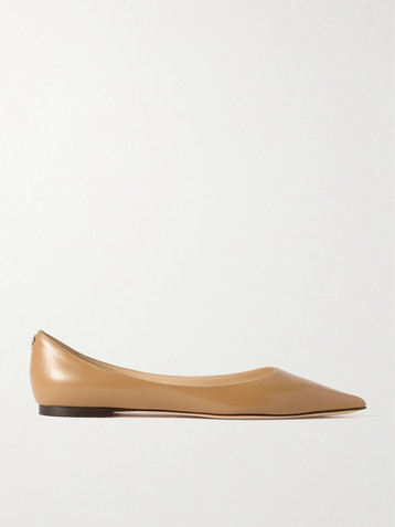 JIMMY CHOO Love logo-embellished patent-leather ballet flats