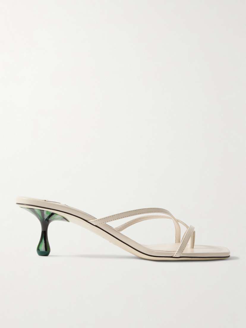 Jimmy Choo Etana 50 Malachite-embellished Leather Mules