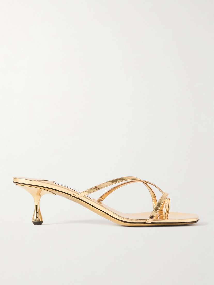 Jimmy Choo Etana 45 Mirrored-leather Mules