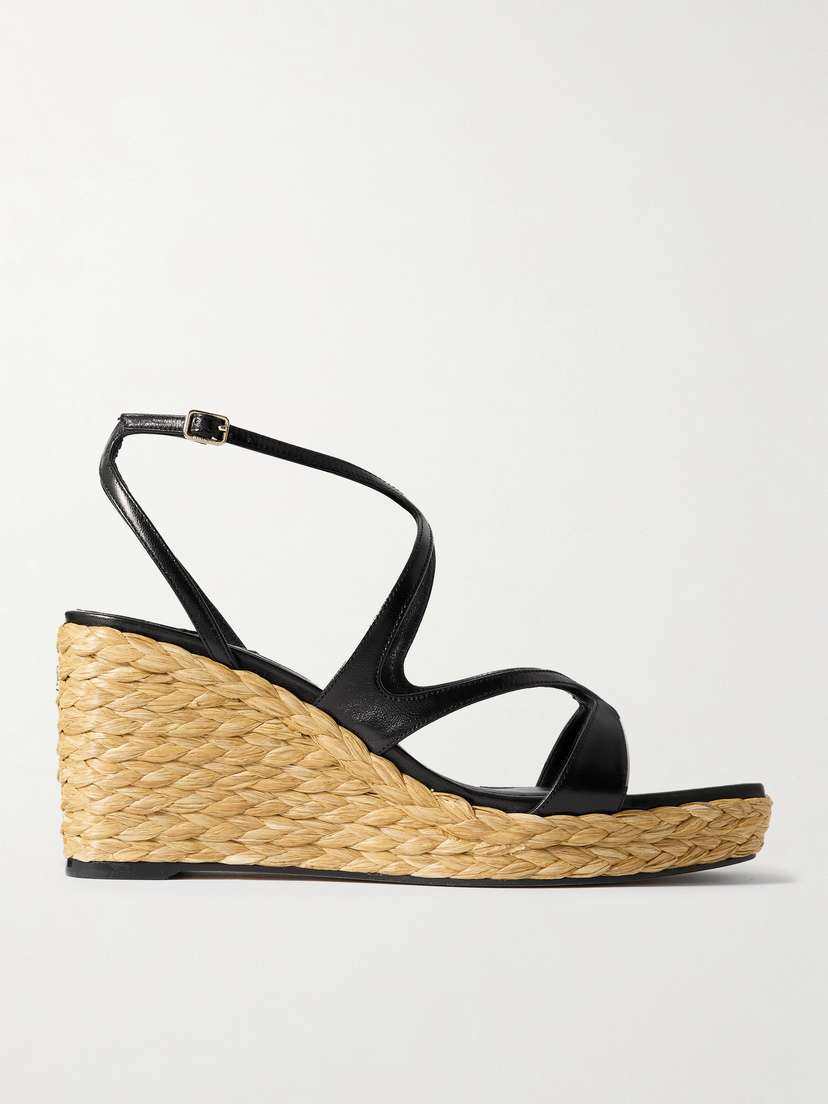 Jimmy Choo Ayla 85 Leather Platform Espadrilles