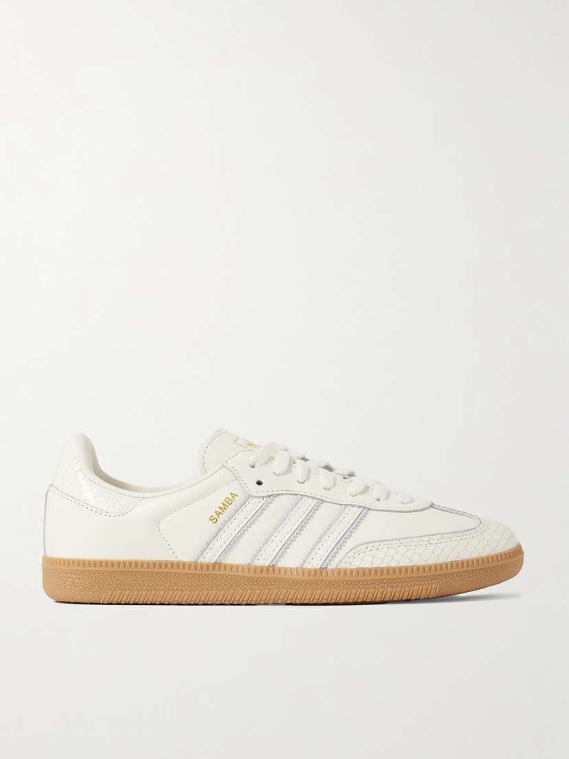 adidas Originals Samba Og Suede-trimmed Snake-effect Leather Sneakers - UK 9