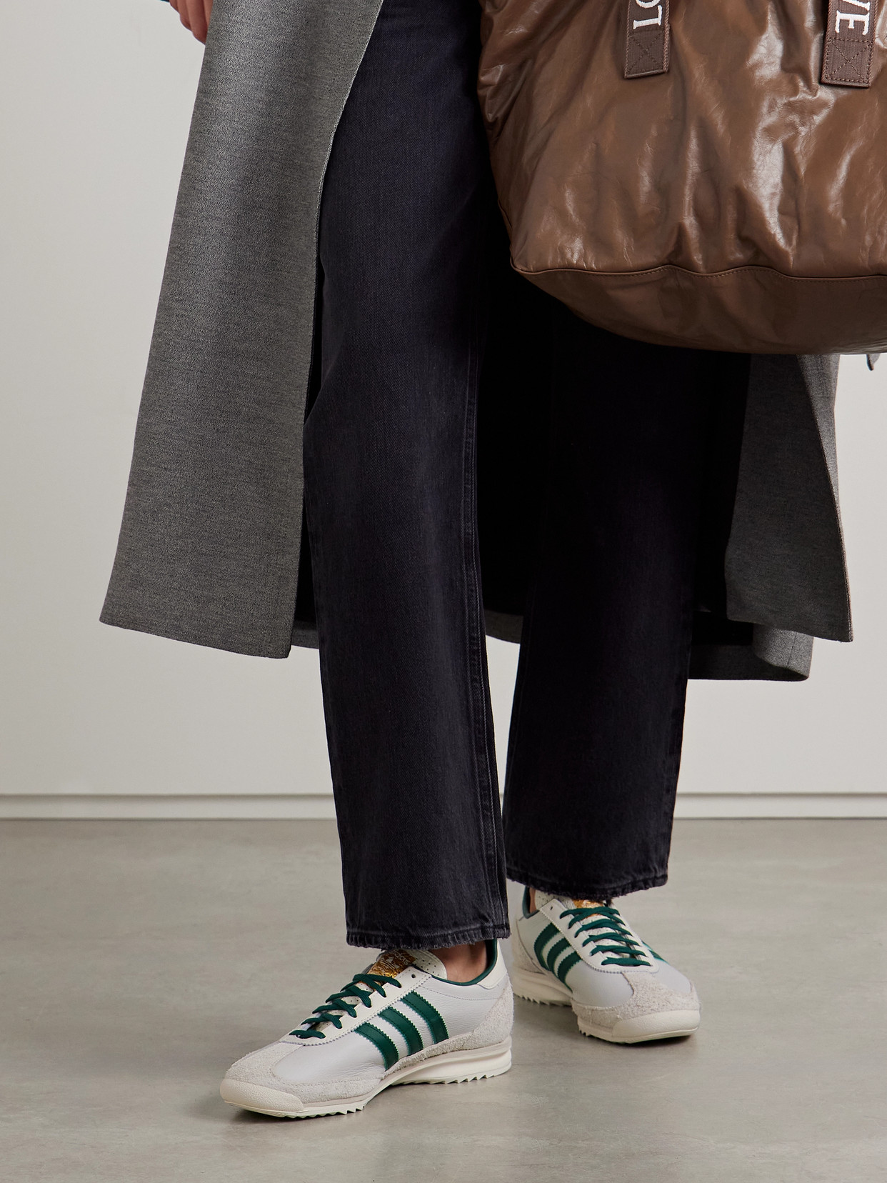 Adidas Originals Sl 72 Og Suede-trimmed Leather Sneakers In Off-white