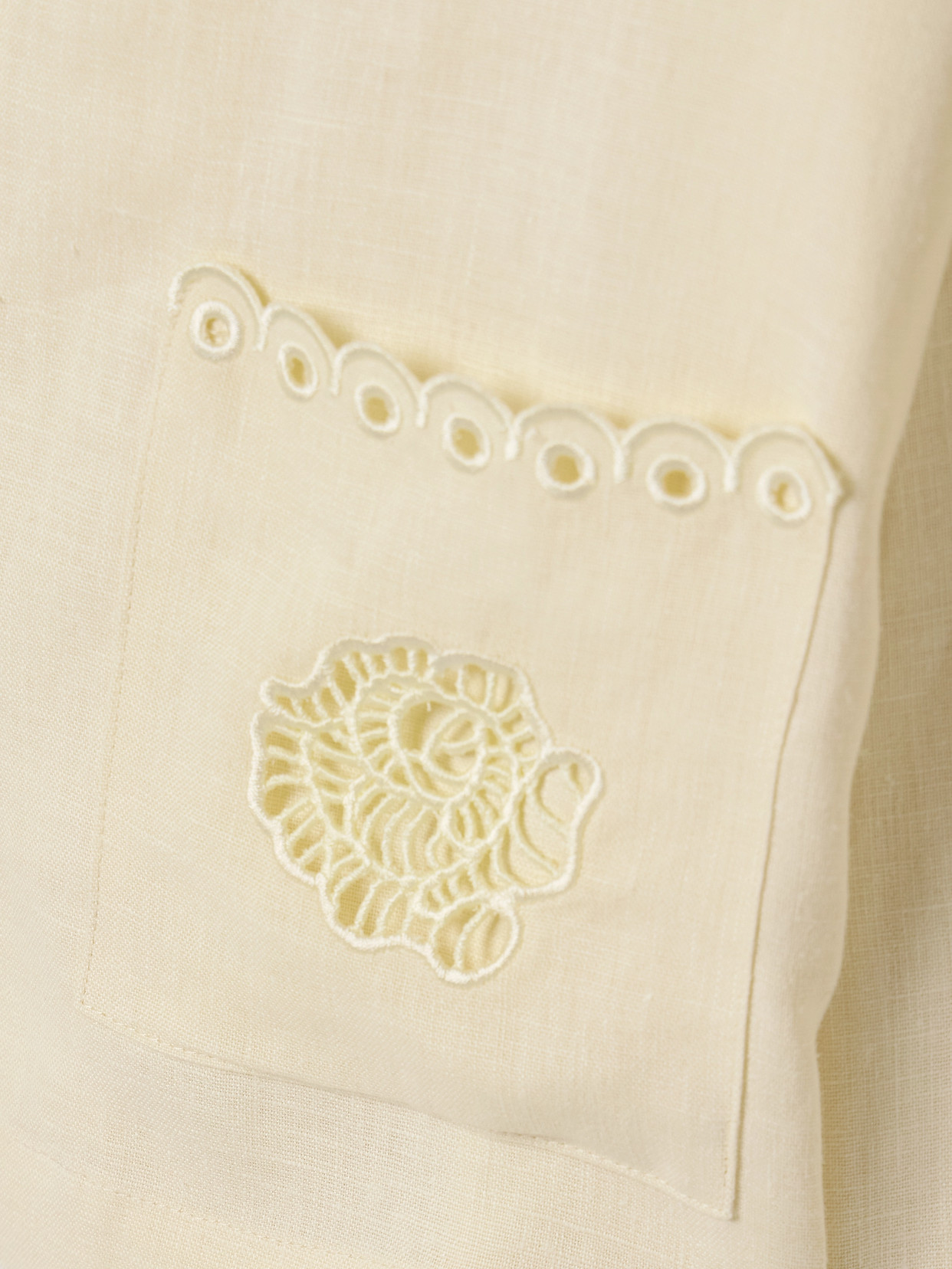 Sleeper Sofia Broderie Anglaise-trimmed Linen Pajama Shirt In White