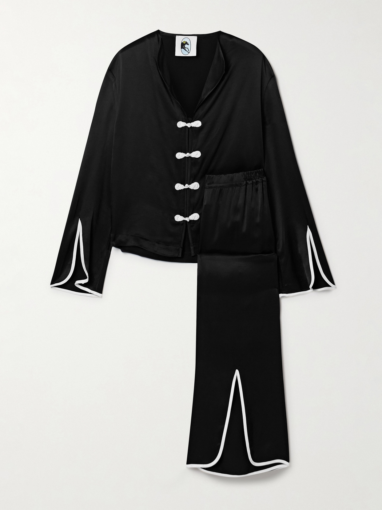Sleeper Louis Satin Pyjama Set In Black