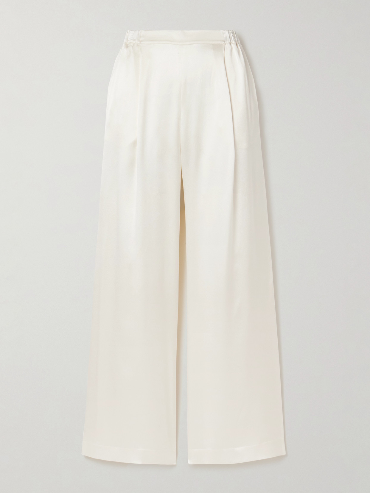 Carine Gilson Pleated Silk-satin Wide-leg Pants In White