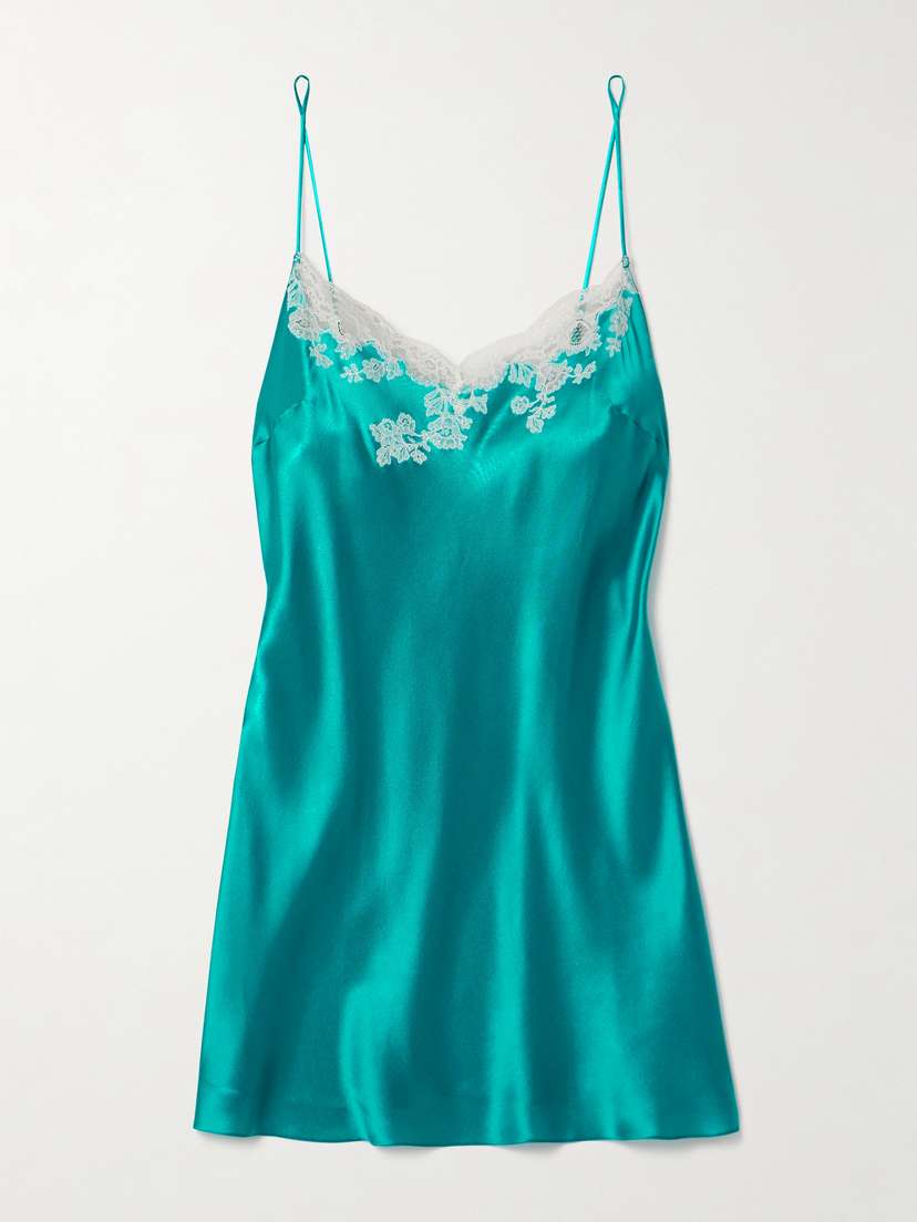 Carine Gilson Lace-trimmed Silk-satin Chemise - x large