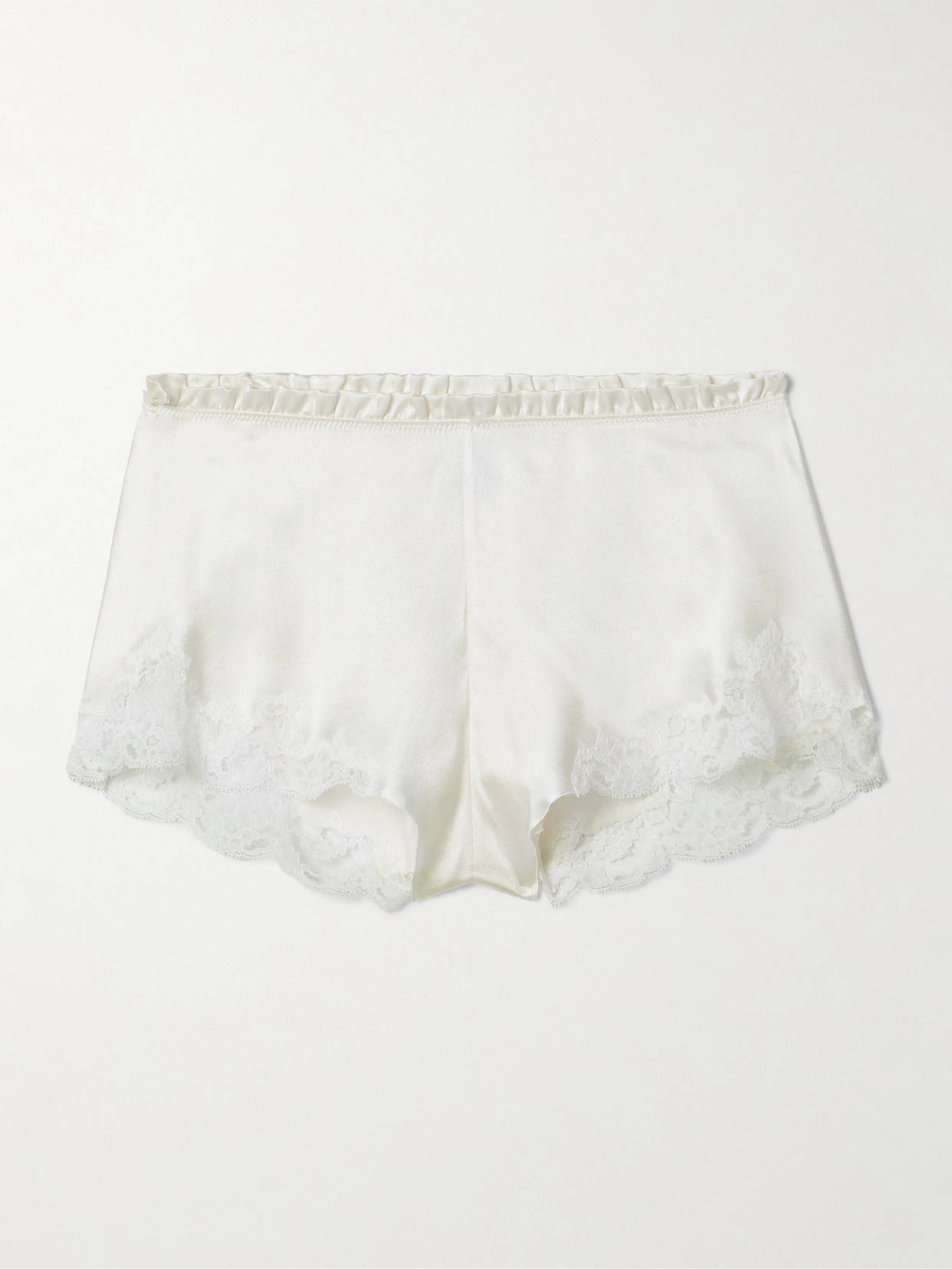 Carine Gilson - Floaty Lace-trimmed Silk-satin Pajama Shorts - White