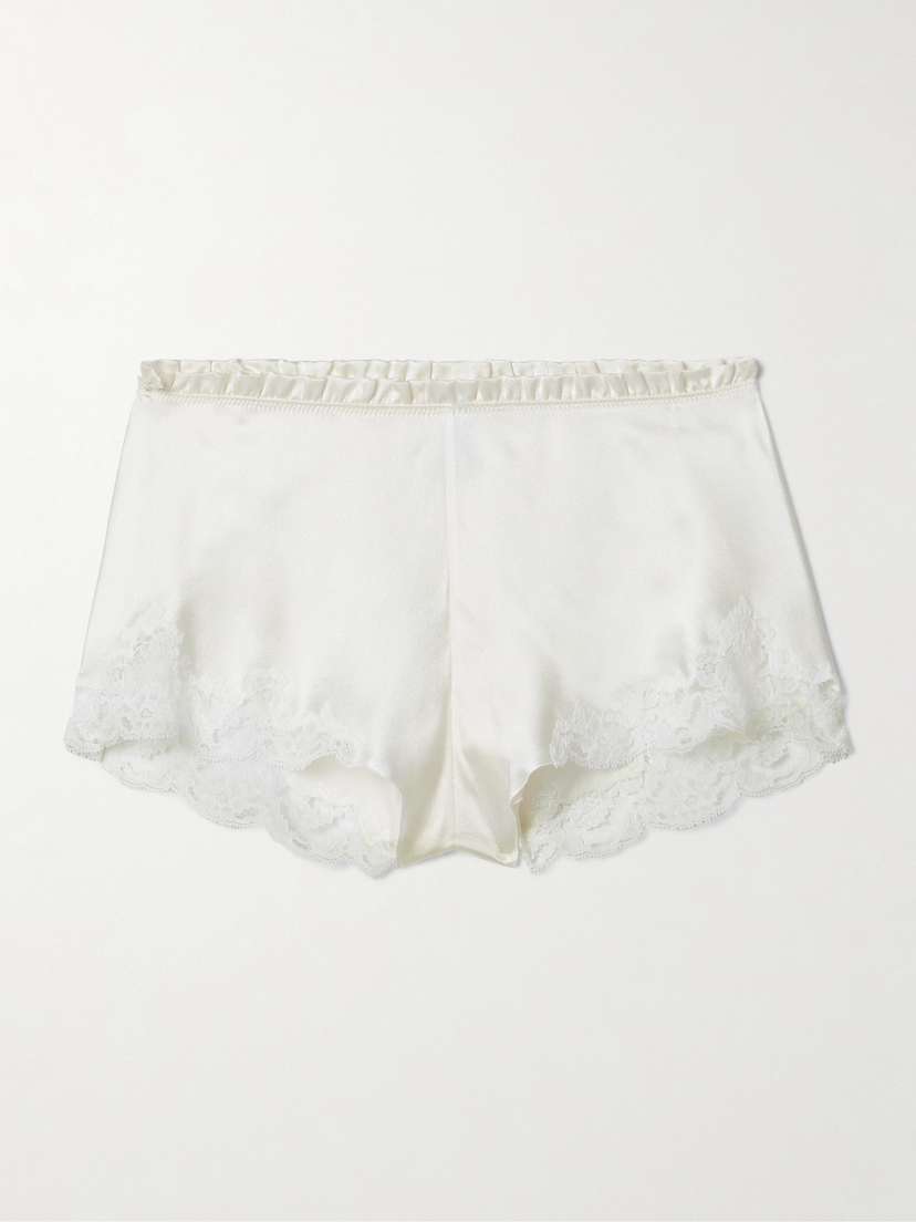 Carine Gilson Floaty Lace-trimmed Silk-satin Pajama Shorts