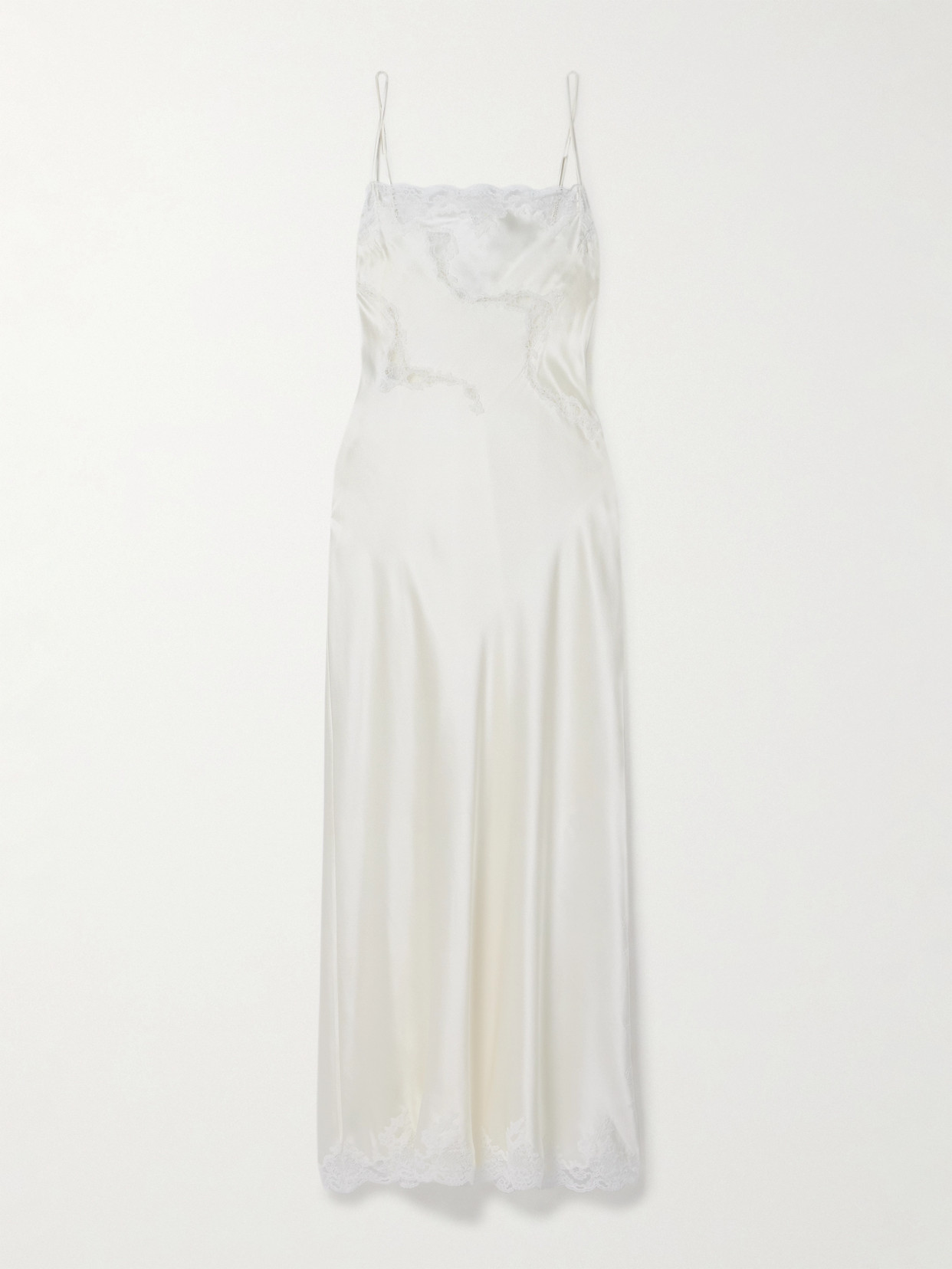 Carine Gilson Lace-trimmed Silk-satin Nightdress In Ivory