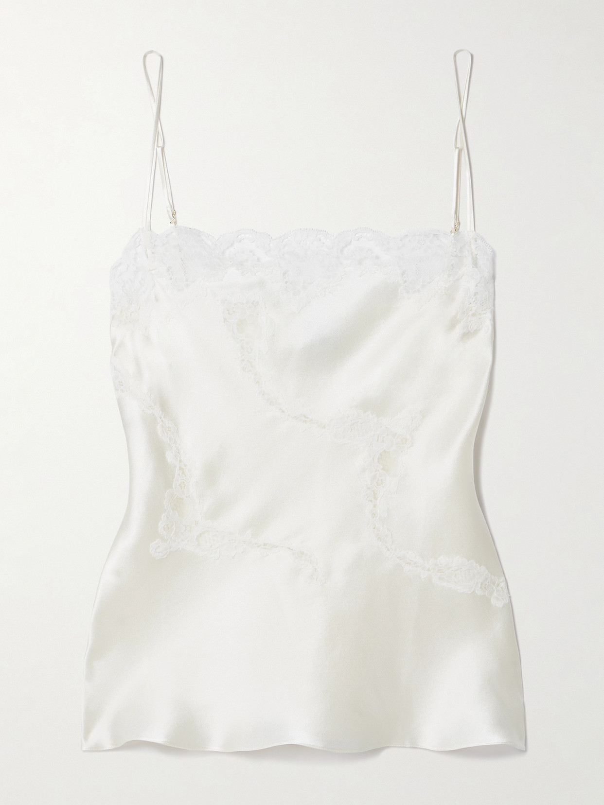 Carine Gilson Lace-trimmed Silk-satin Camisole In White