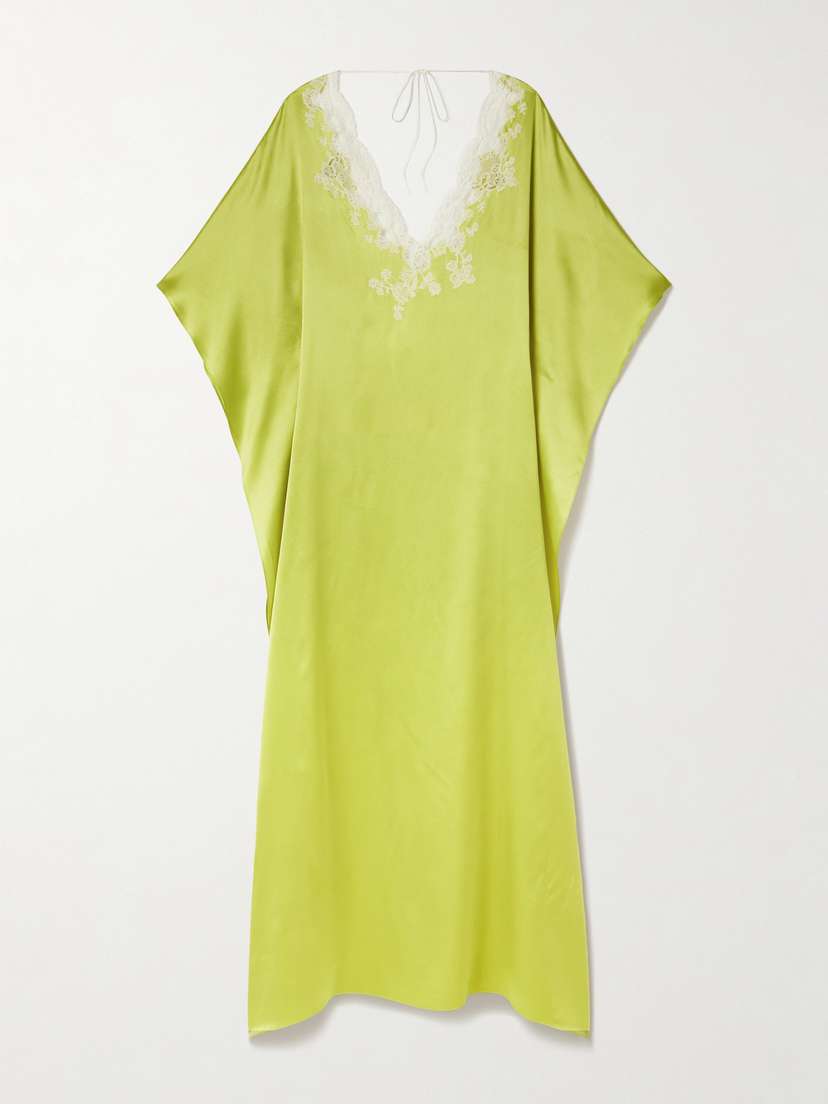 Carine Gilson Lace-trimmed Silk-satin Kaftan