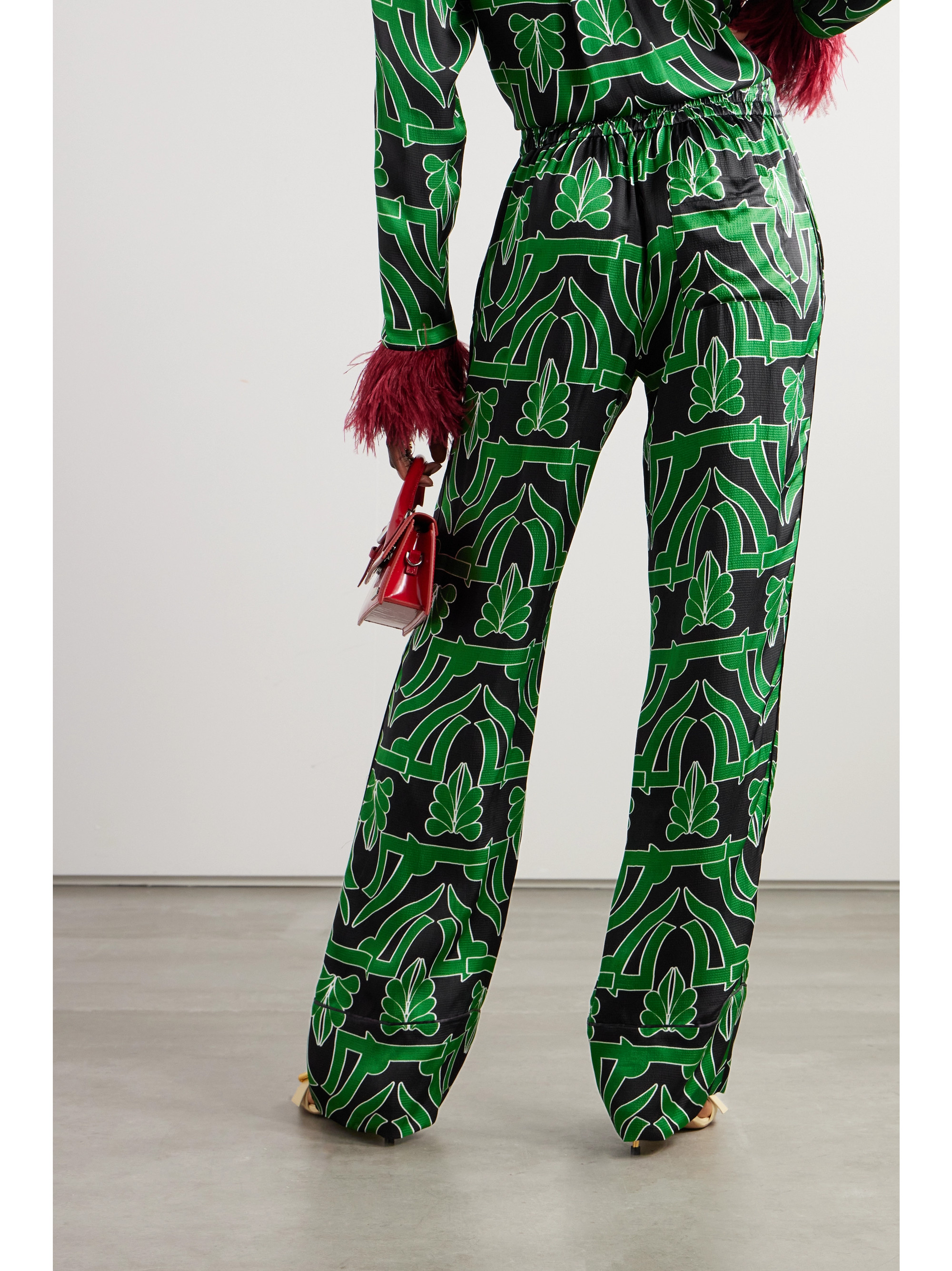 Borgo de Nor Havana printed hammered-satin straight-leg pants thumbnail