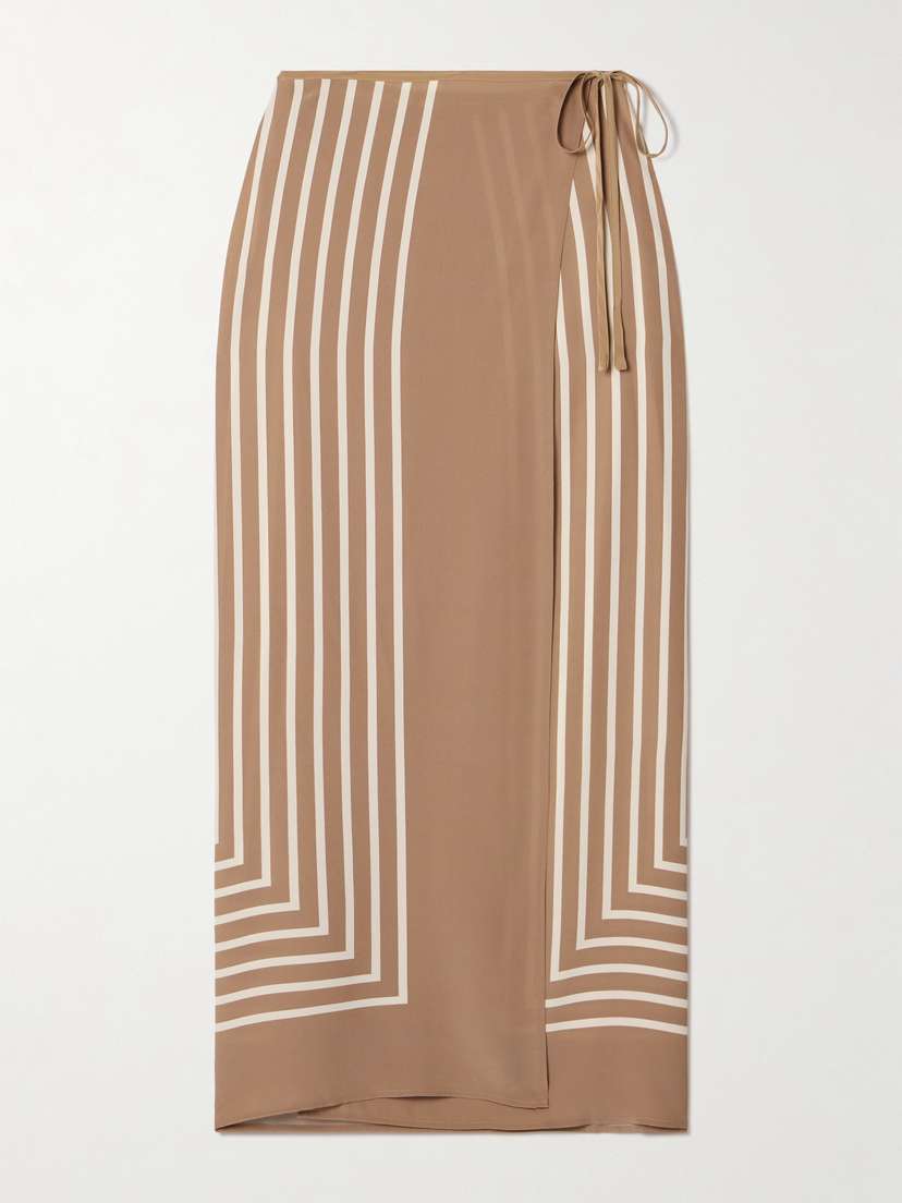 TOTEME Striped Silk-chiffon Maxi Wrap Skirt