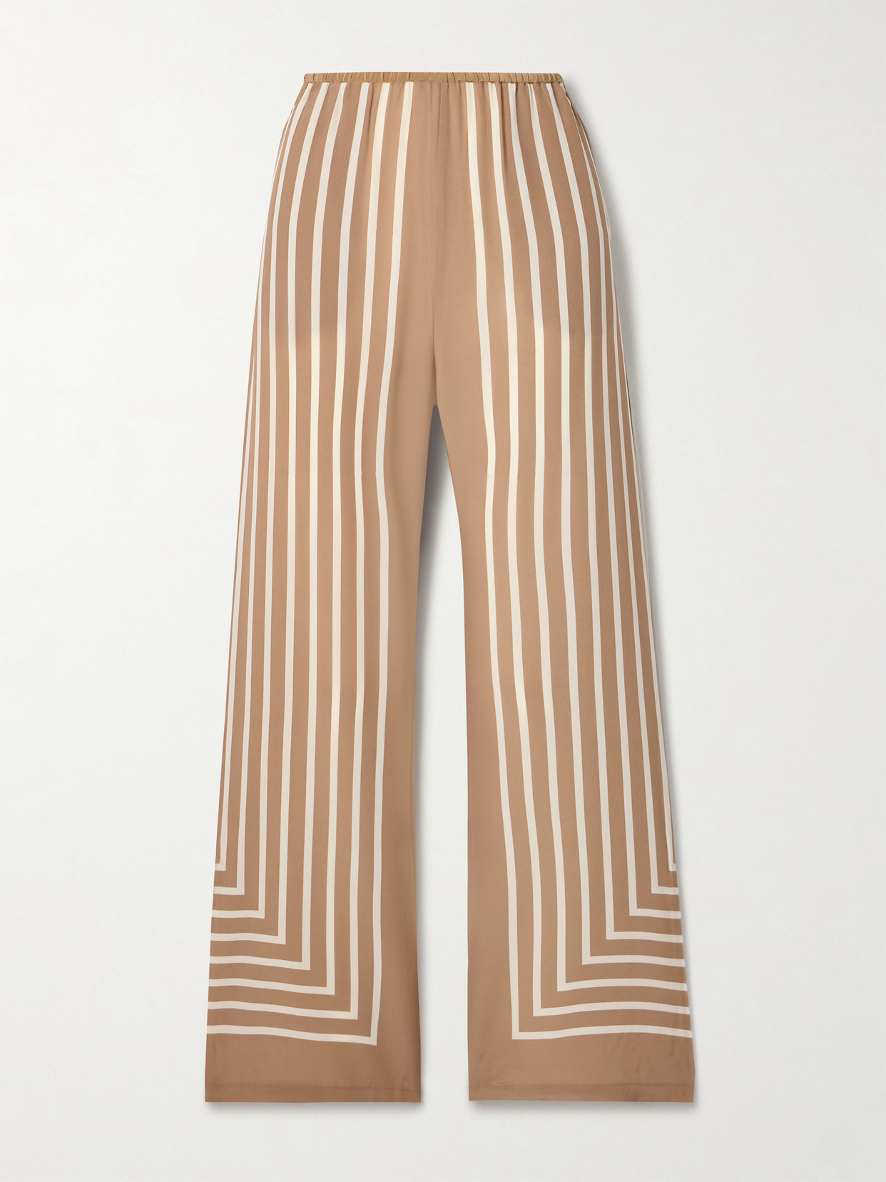 TOTEME - Striped Silk-crepe Wide-leg Pants - Brown